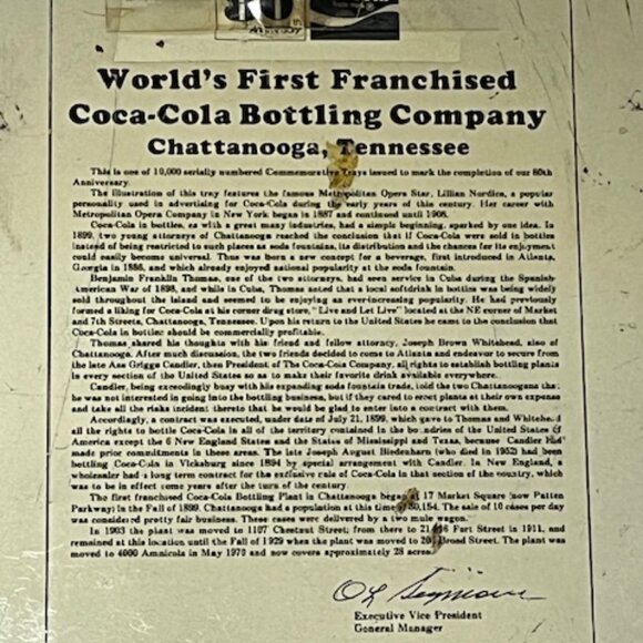 VTG  Coca-Cola Metal Commemorative Tray 80th Anniversary Bottling Co.10.5"x13.2" - Picture 4 of 12